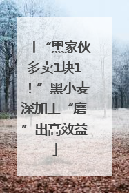 “黑家伙多卖1块1！”黑小麦深加工“磨”出高效益