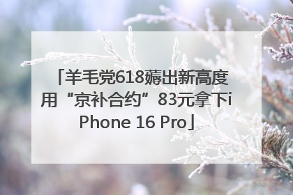 羊毛党618薅出新高度 用“京补合约”83元拿下iPhone 16 Pro