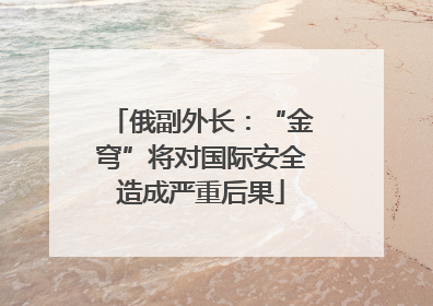 俄副外长：“金穹”将对国际安全造成严重后果