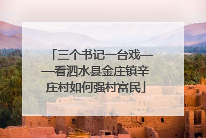 三个书记一台戏——看泗水县金庄镇辛庄村如何强村富民