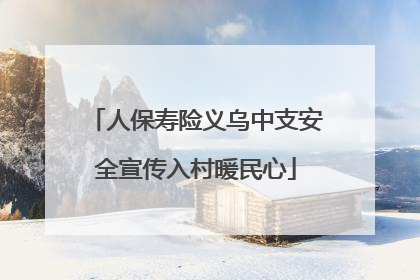 人保寿险义乌中支安全宣传入村暖民心