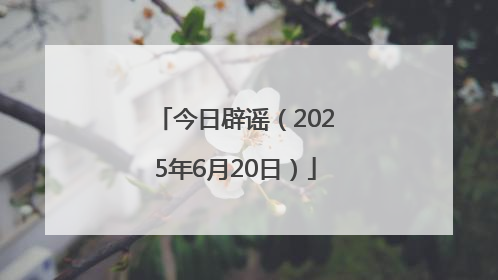 今日辟谣（2025年6月20日）