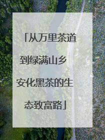 从万里茶道到绿满山乡 安化黑茶的生态致富路