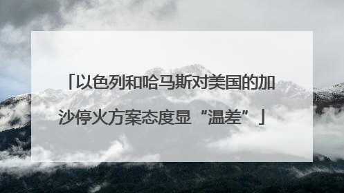 以色列和哈马斯对美国的加沙停火方案态度显“温差”
