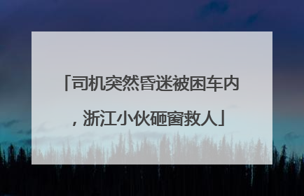 司机突然昏迷被困车内，浙江小伙砸窗救人