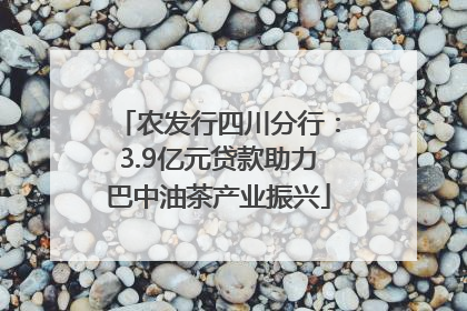 农发行四川分行：3.9亿元贷款助力巴中油茶产业振兴
