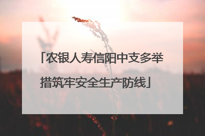 农银人寿信阳中支多举措筑牢安全生产防线