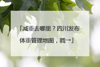 减重去哪里？四川发布体重管理地图，戳→