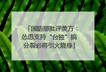 国防部批评美方：怂恿支持“台独”搞分裂必将引火烧身