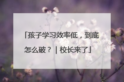 孩子学习效率低，到底怎么破？｜校长来了