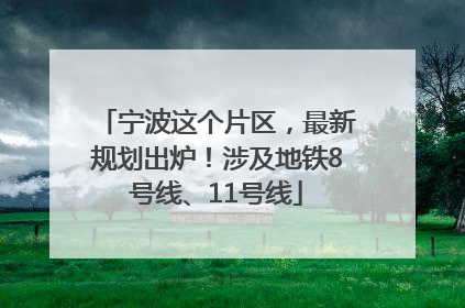 宁波这个片区，最新规划出炉！涉及地铁8号线、11号线
