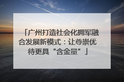 广州打造社会化拥军融合发展新模式：让尊崇优待更具“含金量”