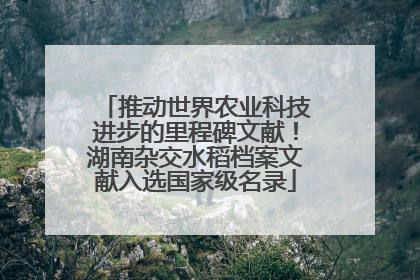 推动世界农业科技进步的里程碑文献！湖南杂交水稻档案文献入选国家级名录