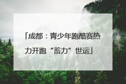 成都：青少年跑酷赛热力开跑“蓄力”世运