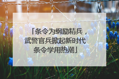 条令为纲励精兵，武警官兵掀起新时代条令学用热潮