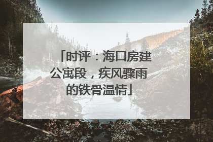 时评：海口房建公寓段，疾风骤雨的铁骨温情