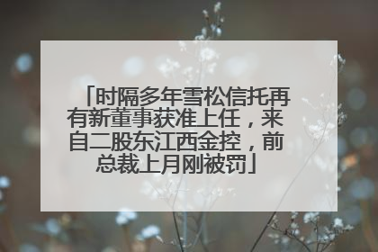时隔多年雪松信托再有新董事获准上任，来自二股东江西金控，前总裁上月刚被罚