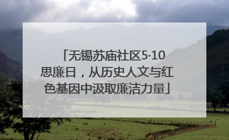 无锡苏庙社区5·10思廉日，从历史人文与红色基因中汲取廉洁力量