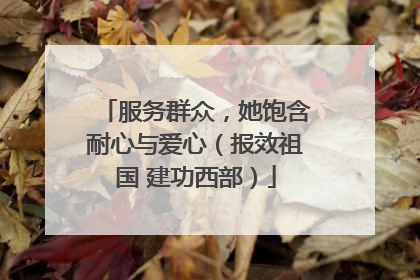 服务群众，她饱含耐心与爱心（报效祖国 建功西部）