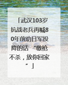 武汉103岁抗战老兵再喊80年前劝日军投降的话 “缴枪不杀，放你回家”