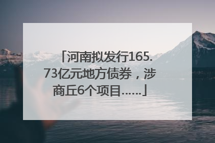 河南拟发行165.73亿元地方债券，涉商丘6个项目……