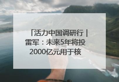 活力中国调研行｜雷军：未来5年将投2000亿元用于核心技术研发