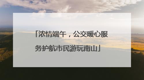 浓情端午，公交暖心服务护航市民游玩南山