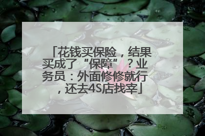 花钱买保险，结果买成了“保障”？业务员：外面修修就行，还去4S店找宰