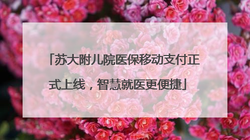 苏大附儿院医保移动支付正式上线，智慧就医更便捷