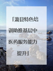 萧县特色培训助推基层中医药服务能力提升