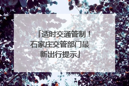 适时交通管制！石家庄交管部门最新出行提示
