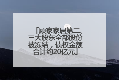 顾家家居第二、三大股东全部股份被冻结，债权金额合计约20亿元