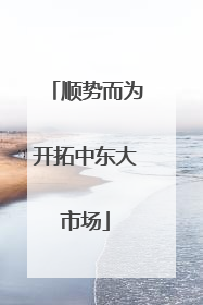 顺势而为开拓中东大市场