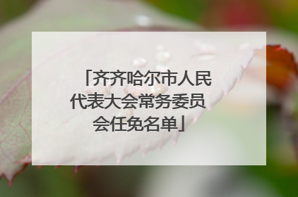 齐齐哈尔市人民代表大会常务委员会任免名单