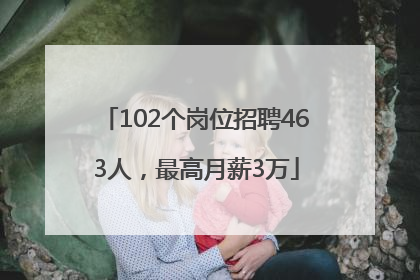 102个岗位招聘463人，最高月薪3万