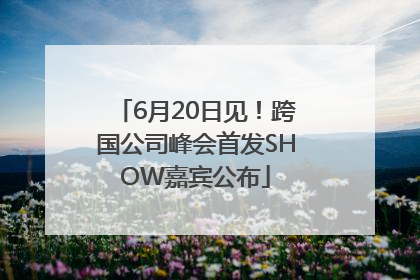 6月20日见！跨国公司峰会首发SHOW嘉宾公布